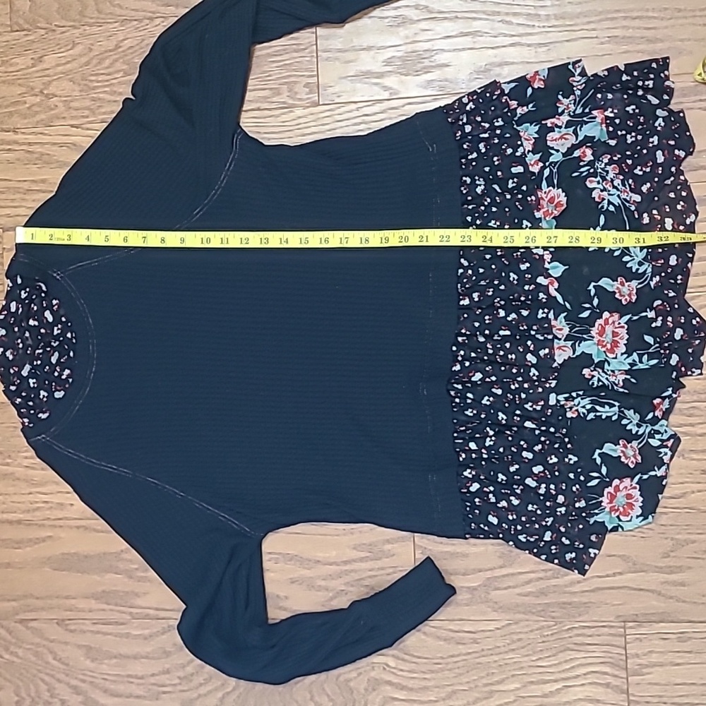 Free people opposites attract mini dress in black floral medium long sleeve - Picture 7 of 7